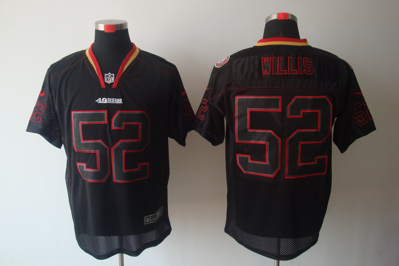 NIKE 49ers 52 WILLIS Black Elite Jerseys