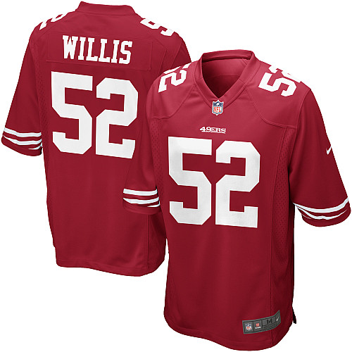 Nike 49ers 52 Willis Red Game Jersey