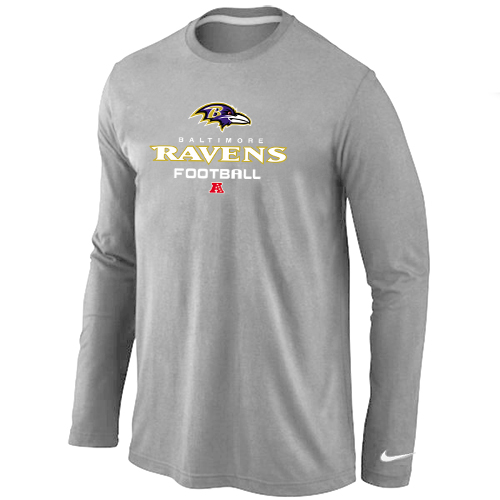 NIKE Baltimore Ravens Critical Victory Long Sleeve T-Shirt Grey - Click Image to Close