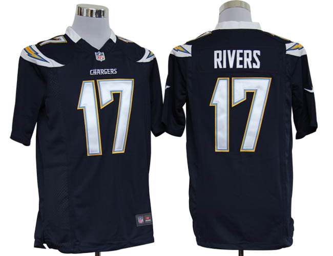 NIKE Chargers 17 RIVERS dark blue Game Jerseys