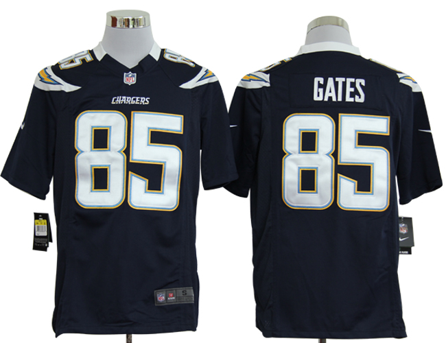NIKE Chargers 85 GATES blue Game Jersey