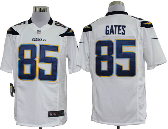 NIKE Chargers 85 GATES white Game Jersey