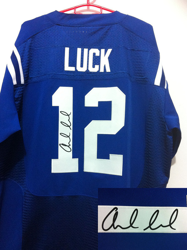 NIKE Colts 12 LUCK Blue Signature Edition Jerseys