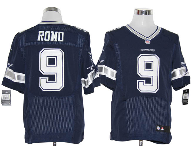 NIKE Cowboys 9 Romo Blue Elite Jerseys