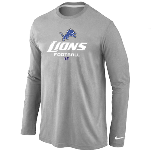 NIKE Detroit Lions Critical Victory Long Sleeve T-Shirt Grey - Click Image to Close