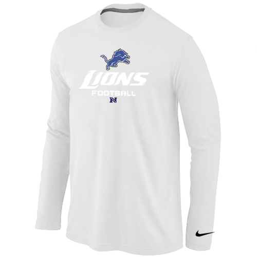 NIKE Detroit Lions Critical Victory Long Sleeve T-Shirt White - Click Image to Close