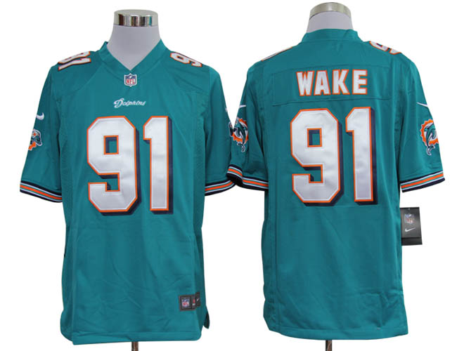 NIKE Dolphins 91 WAKE Green Game Jerseys