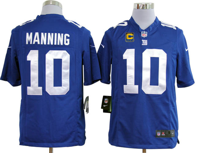 NIKE Giants 10 MANNING Blue Game C Patch Jerseys - Click Image to Close