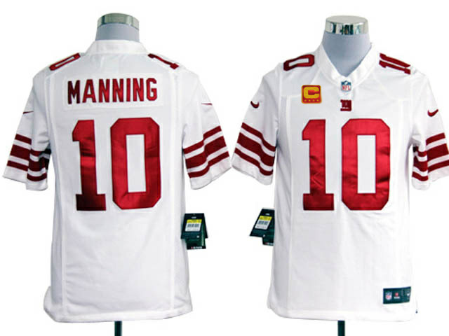 NIKE Giants 10 MANNING White Game C Patch Jerseys