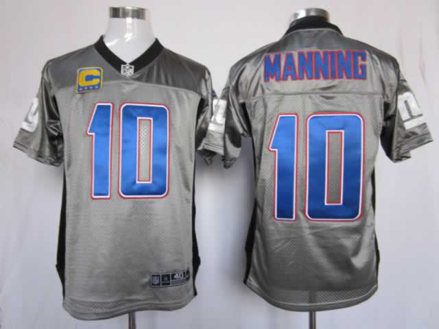 NIKE Giants 10 Manning Grey Elite C Patch Jersey
