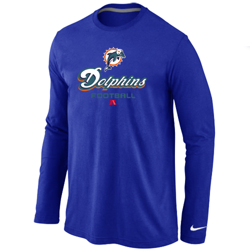 NIKE Miami Dolphins Critical Victory Long Sleeve T-Shirt Blue - Click Image to Close