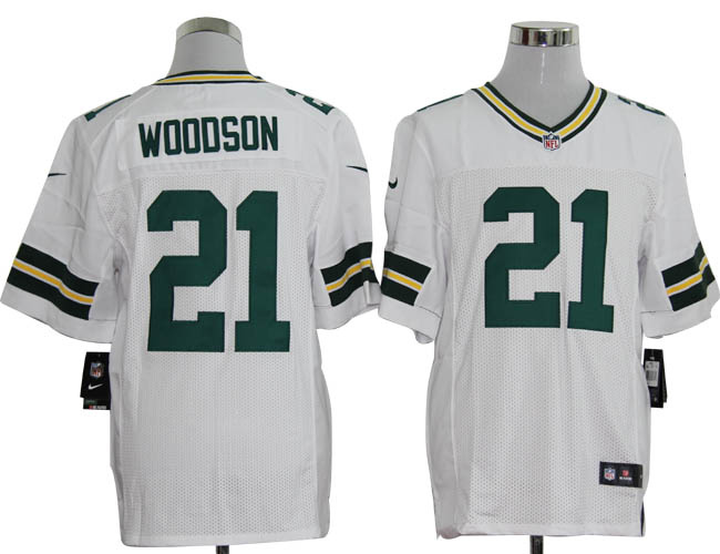 NIKE Packers 21 WOODSON white Elite Jerseys