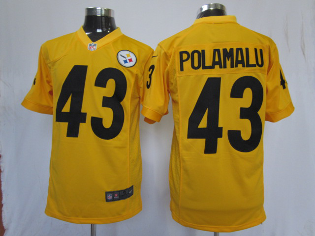 NIKE Pittsburgh Steelers 43 POLAMALU Yellow Limited Jersey