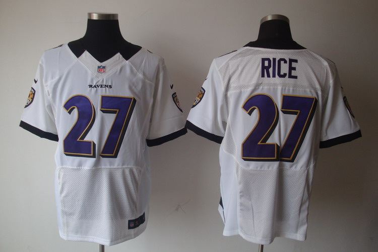NIKE Ravens 27 RICE White Elite Jerseys
