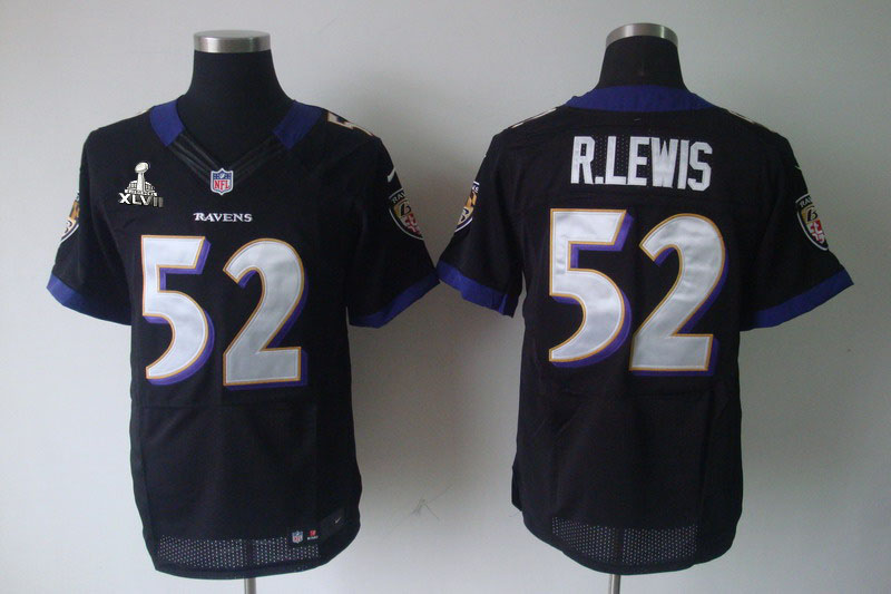 NIKE Ravens 52 R.Lewis black black Elite 2013 Super Bowl XLVII Jersey