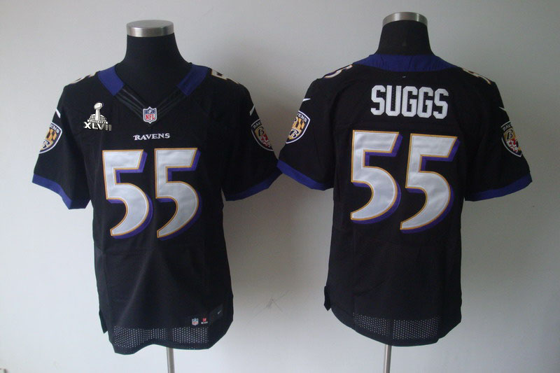 NIKE Ravens 55 Suggs black 2013 Elite 2013 Super Bowl XLVII Jersey