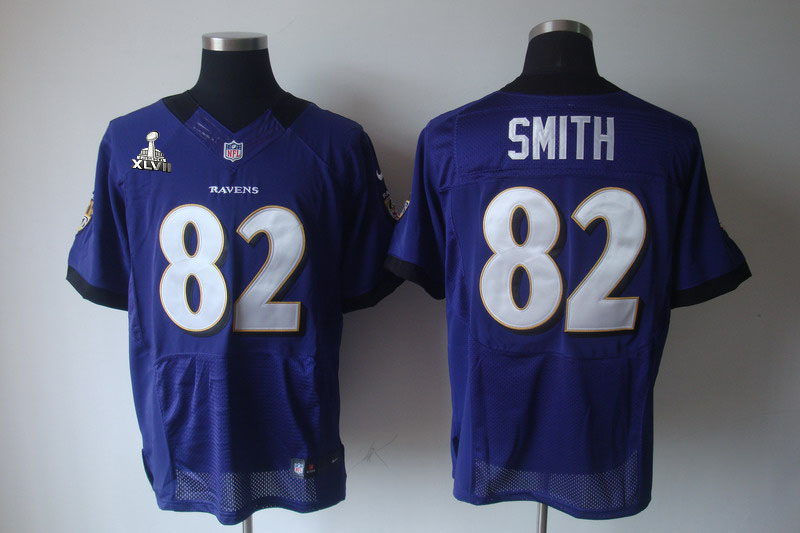 NIKE Ravens 82 Smith purple Elite 2013 Super Bowl XLVII Jersey