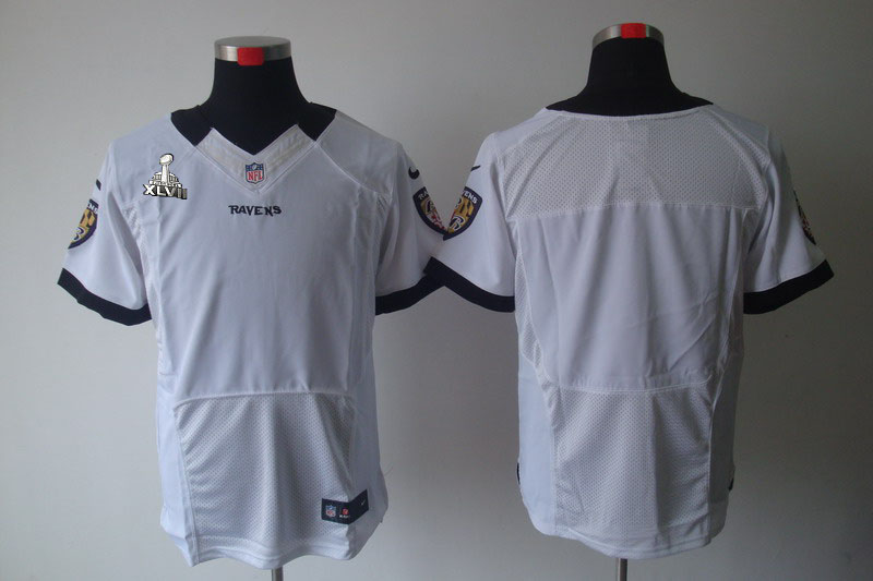 NIKE Ravens blank white Elite 2013 Super Bowl XLVII Jersey