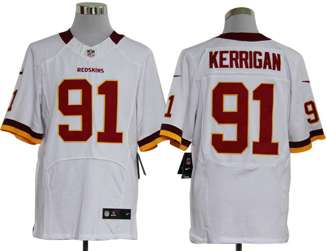 NIKE Redskins KERRIGAN 91 White Elite Jerseys