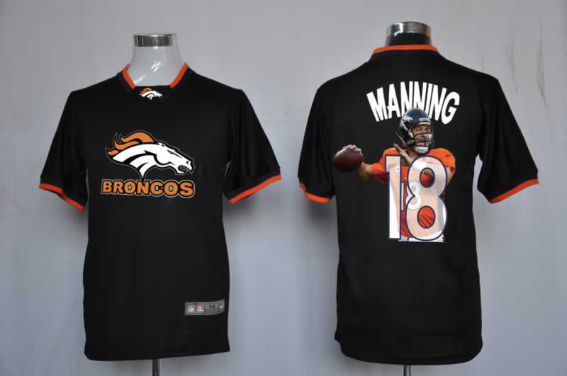 NIKE TEAM ALL-STAR Denver Broncos 18 Manning Black Jerseys