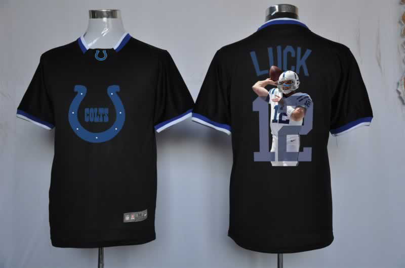 NIKE TEAM ALL-STAR Indianapolis Colts 12 Luck Black Jerseys