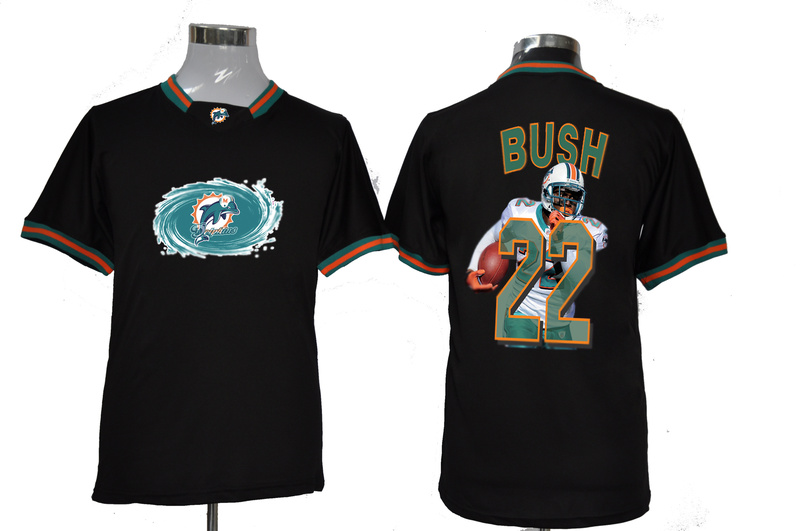 NIKE TEAM ALL-STAR Miami Dolphins 22 Bush Black Jerseys