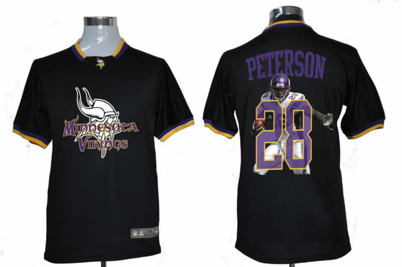 NIKE TEAM ALL-STAR Minnesota Vikings 28 Peterson Black Jerseys