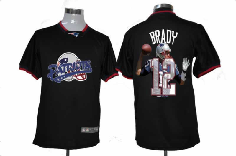 NIKE TEAM ALL-STAR New England Patriots 12 Brady Black Jerseys