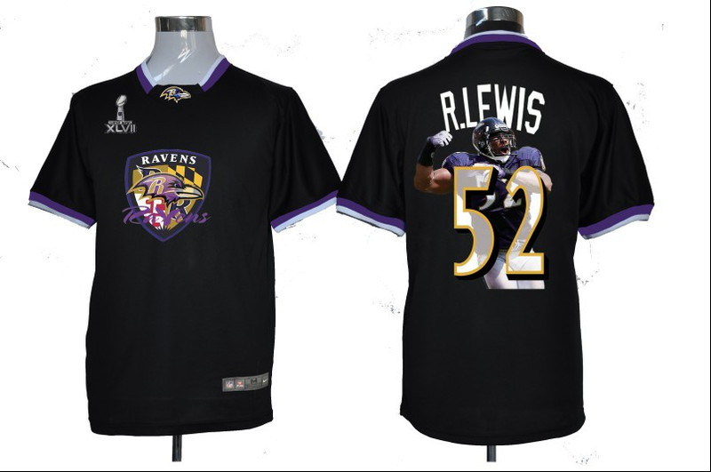 NIKE TEAM ALL-STAR Ravens 52 R.Lewis Black 2013 Super Bowl XLVII Jersey