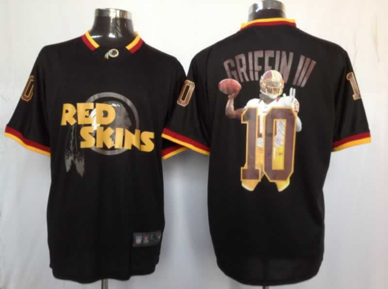 NIKE TEAM ALL-STAR Washington Redskins 10 Griffin III Black Jerseys - Click Image to Close