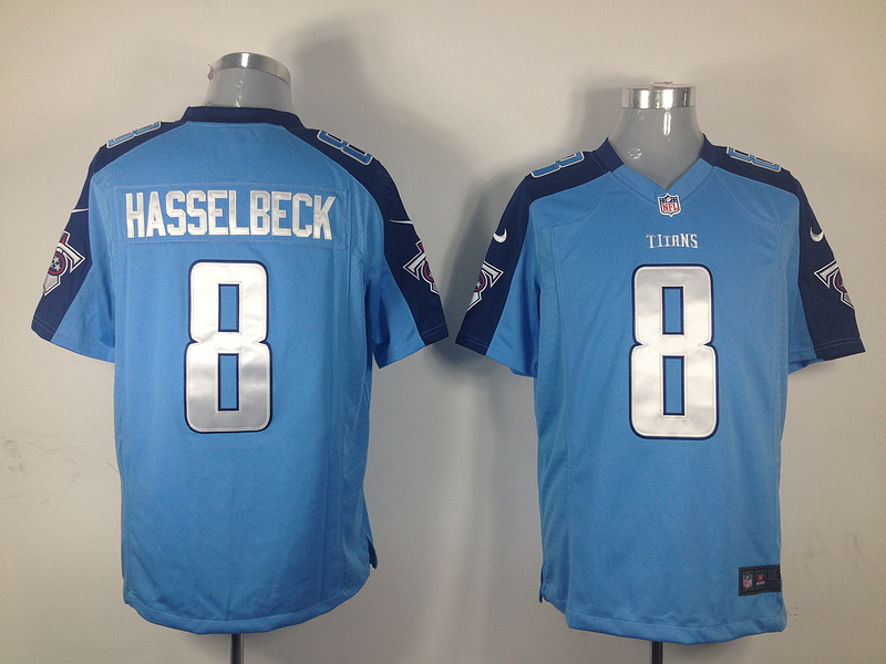 NIKE Titans 8 HASSELBECK sky Blue Game Jerseys