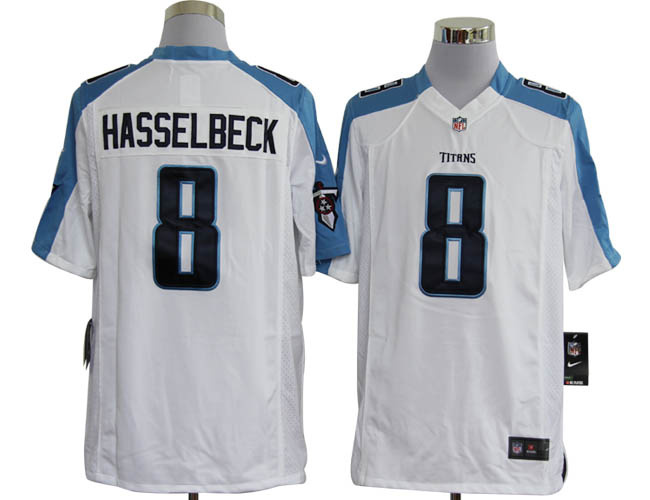 NIKE Titans 8 HASSELBECK White Game Jerseys