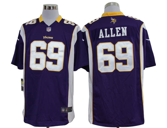 NIKE Vikings 69 Allen Purple Game Jerseys