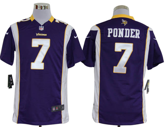 NIKE Vikings 7 PONDER Purple Game Jerseys