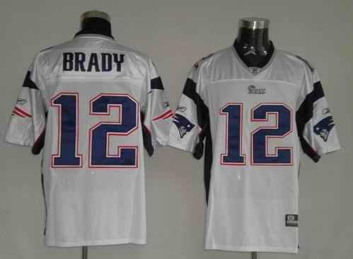 New England Patriots 12 Tom Brady White Jerseys