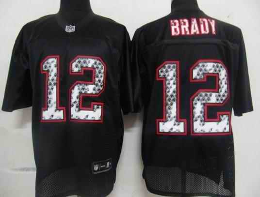 New England Patriots 12 Tom Brady black united sideline Jersey