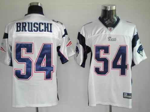 New England Patriots 54 Bruschi White Jerseys