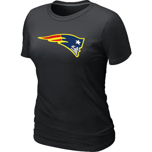 New England Patriots Neon Logo Charcoal Black Women's T-shirt