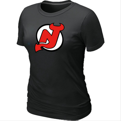 New Jersey Devils Big & Tall Women's Logo Black T-Shirt - Click Image to Close