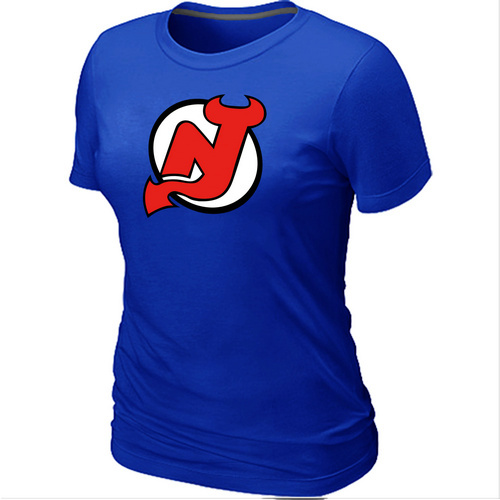 New Jersey Devils Big & Tall Women's Logo Blue T-Shirt - Click Image to Close