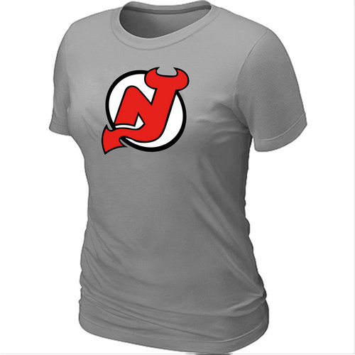 New Jersey Devils Big & Tall Women's Logo L.Grey T-Shirt - Click Image to Close