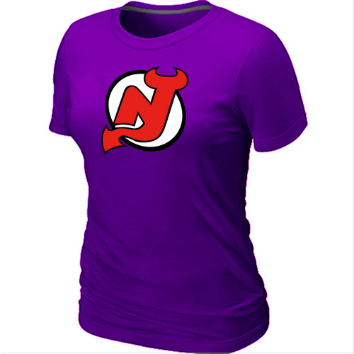 New Jersey Devils Big & Tall Women's Logo Purple T-Shirt - Click Image to Close