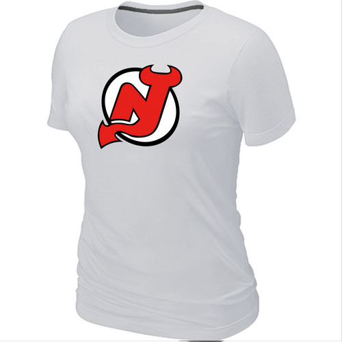 New Jersey Devils Big & Tall Women's Logo White T-Shirt - Click Image to Close