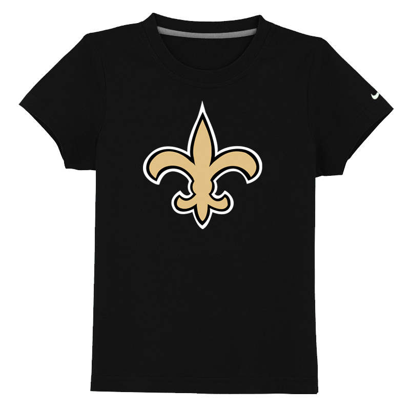 New Orleans Saints Authentic Logo Youth T-Shirt Black - Click Image to Close