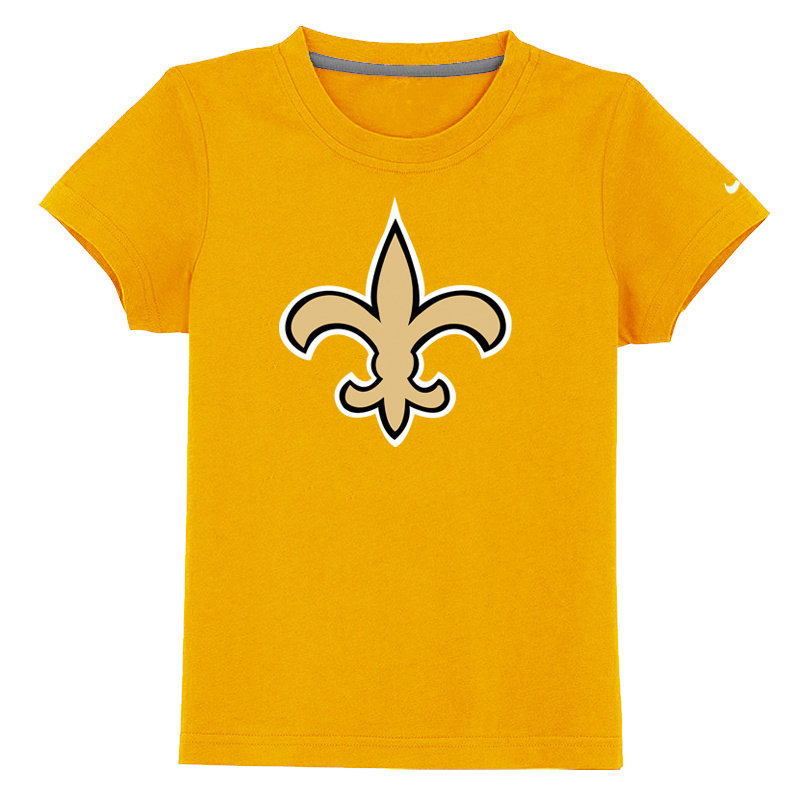 New Orleans Saints Authentic Logo Youth T-Shirt Yellow - Click Image to Close
