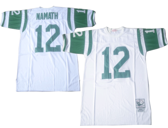 New York Jets 12 NAMATH white Throwback Jerseys