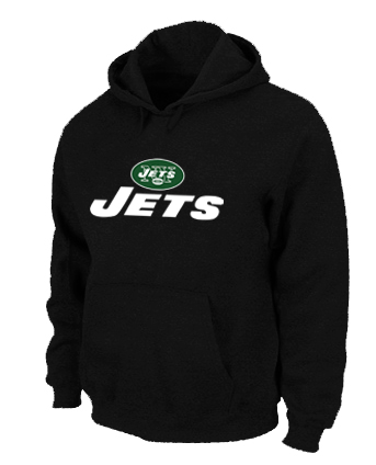 New York Jets Authentic Logo Pullover Hoodie Black - Click Image to Close