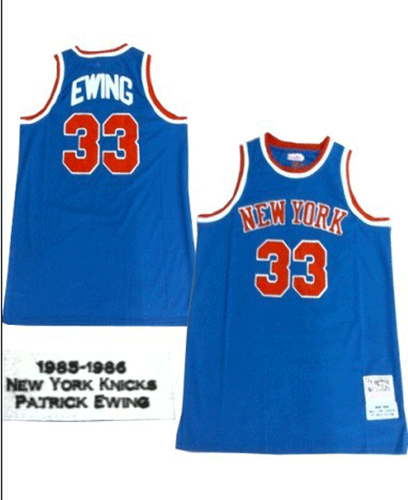 New York Knicks 33 EWING blue Throwback Jerseys