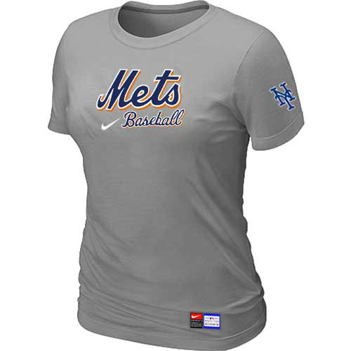 New York Mets Nike Women's L.Grey Short Sleeve Practice T-Shirt