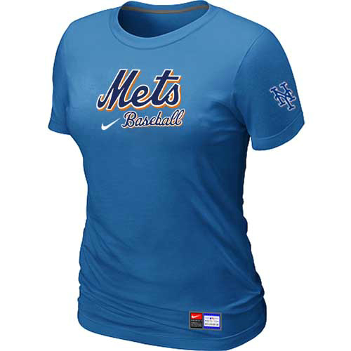 New York Mets Nike Women's L.blue Short Sleeve Practice T-Shirt